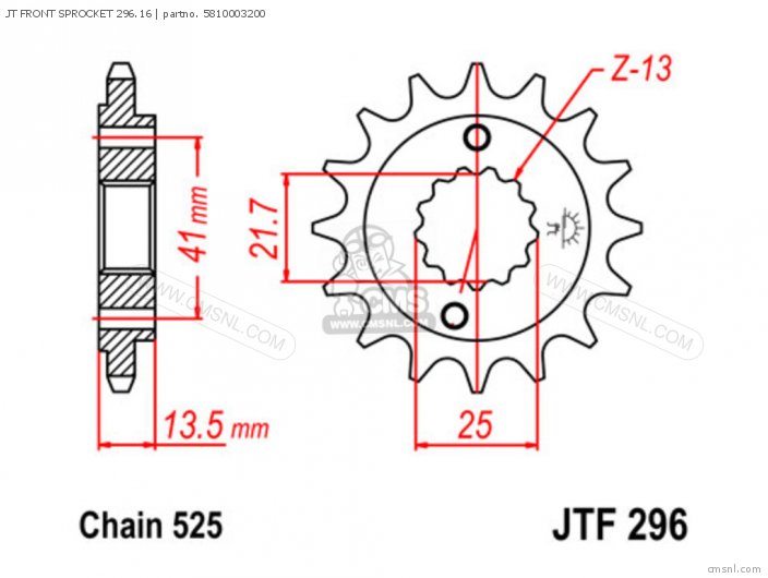 Jt Front Sprocket 296.16 photo