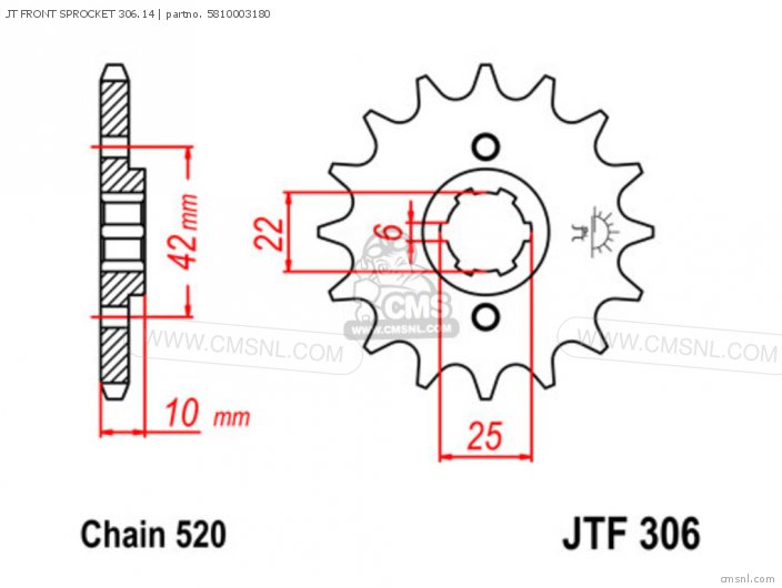 Tsubaki JT FRONT SPROCKET 306.14 5810003180