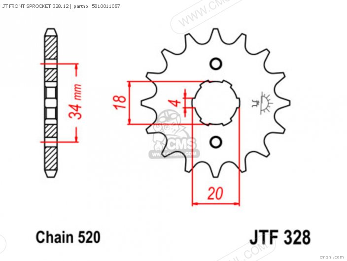 Tsubaki JT FRONT SPROCKET 328.12 5810011087