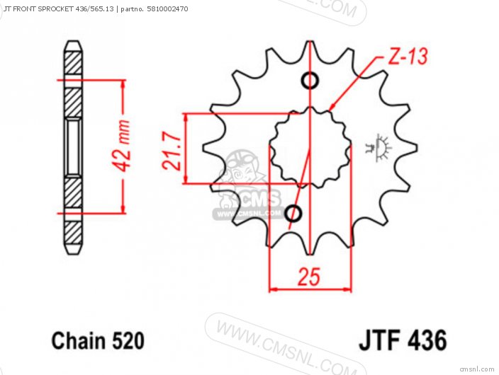 Tsubaki JT FRONT SPROCKET 436/565.13 5810002470