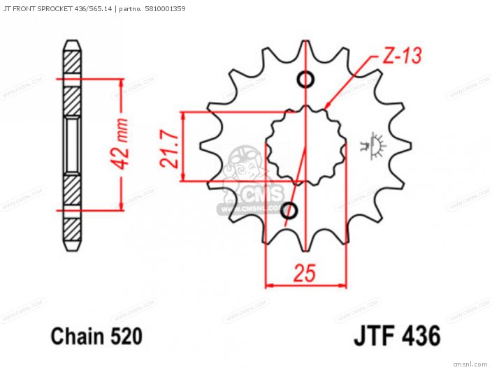 Tsubaki JT FRONT SPROCKET 436/565.14 5810001359