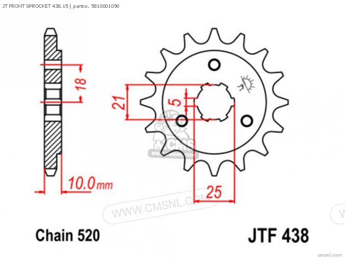 Tsubaki JT FRONT SPROCKET 438.15 5810001090