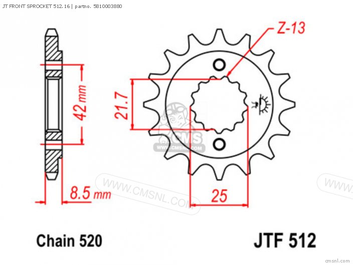 Tsubaki JT FRONT SPROCKET 512.16 5810003880