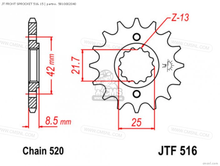 Tsubaki JT FRONT SPROCKET 516.15 5810002040