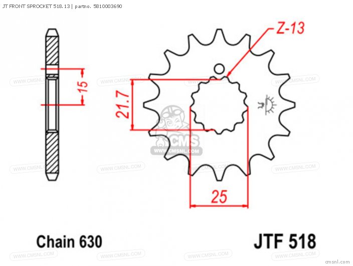 Tsubaki JT FRONT SPROCKET 518.13 5810003690