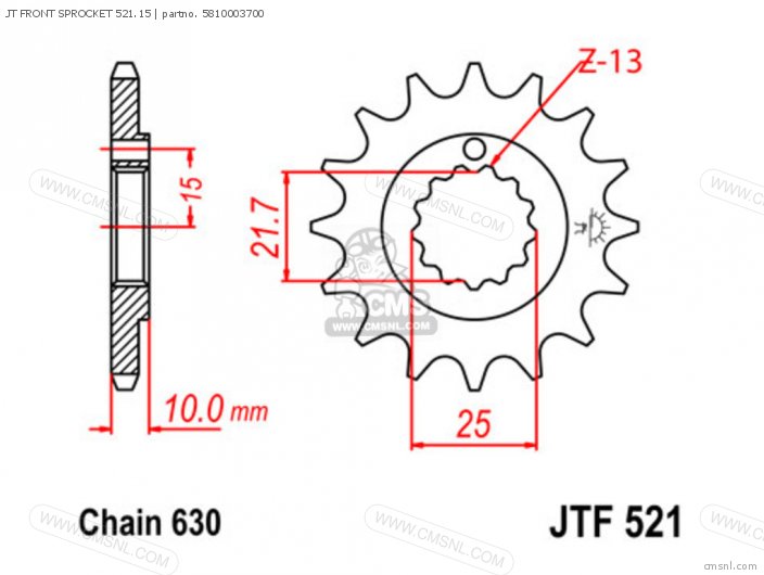 Tsubaki JT FRONT SPROCKET 521.15 5810003700