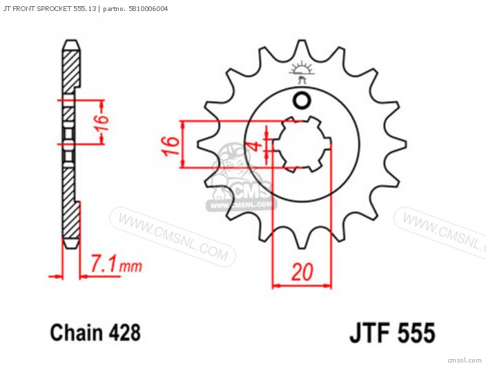 Tsubaki JT FRONT SPROCKET 555.13 5810006004