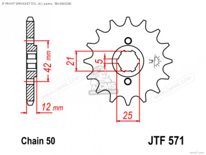 Tsubaki JT FRONT SPROCKET 571.16 5810003280