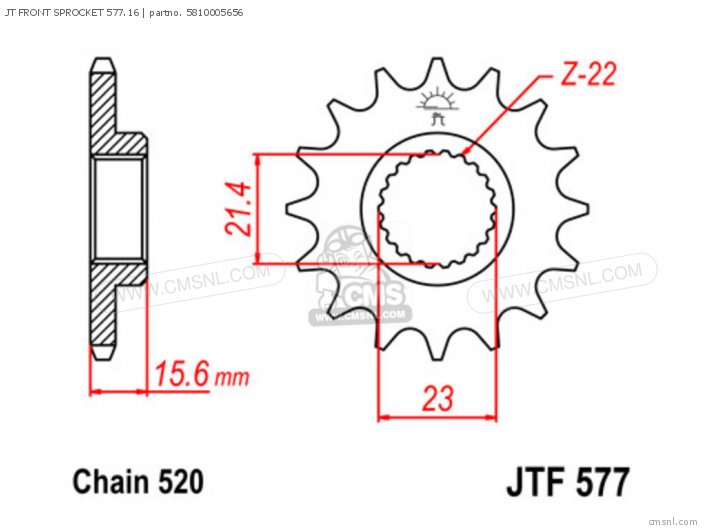 Tsubaki JT FRONT SPROCKET 577.16 5810005656