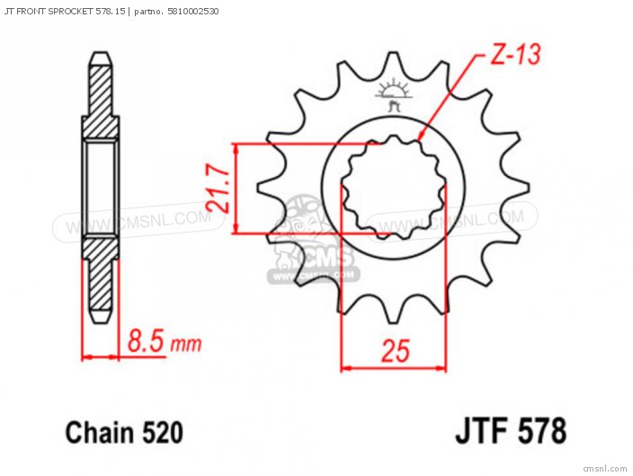 Tsubaki JT FRONT SPROCKET 578.15 5810002530