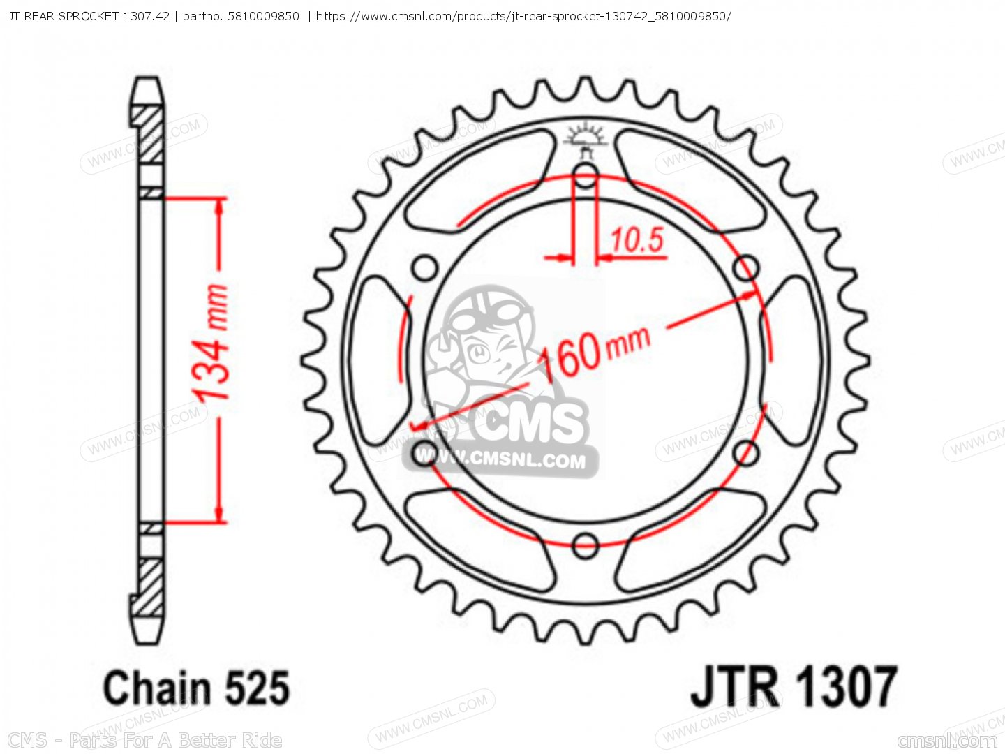 Jt Rear Sprocket 1307 42 For Cbr600rr 11 B European Direct Sales Order At Cmsnl