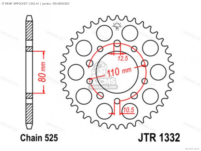 Tsubaki JT REAR SPROCKET 1332.41 5810000320