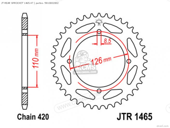 Tsubaki JT REAR SPROCKET 1465.47 5810002002