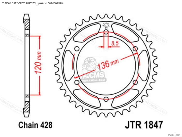 Tsubaki JT REAR SPROCKET 1847.55 5810001340