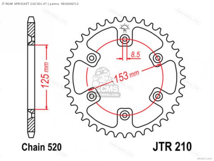 Tsubaki JT REAR SPROCKET 210/301.47 5810006712 Tsubaki JT REAR SPROCKET 210/301.47 5810006712