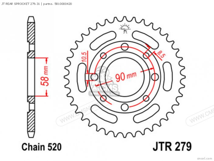 Tsubaki JT REAR SPROCKET 279.31 5810000420