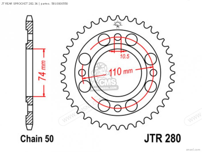 Tsubaki JT REAR SPROCKET 282.36 5810000550