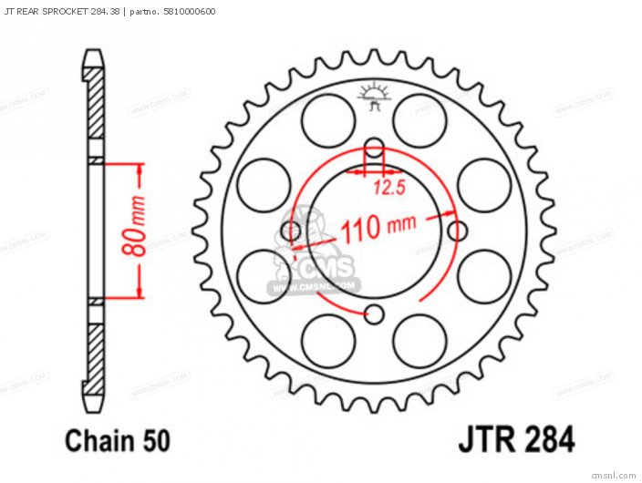 Tsubaki JT REAR SPROCKET 284.38 5810000600