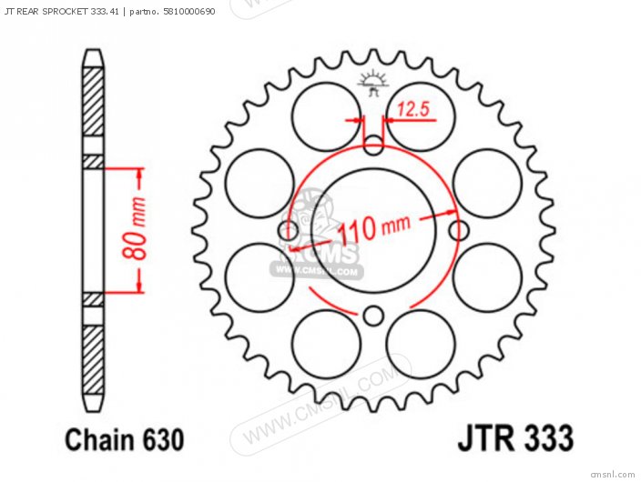 Tsubaki JT REAR SPROCKET 333.41 5810000690