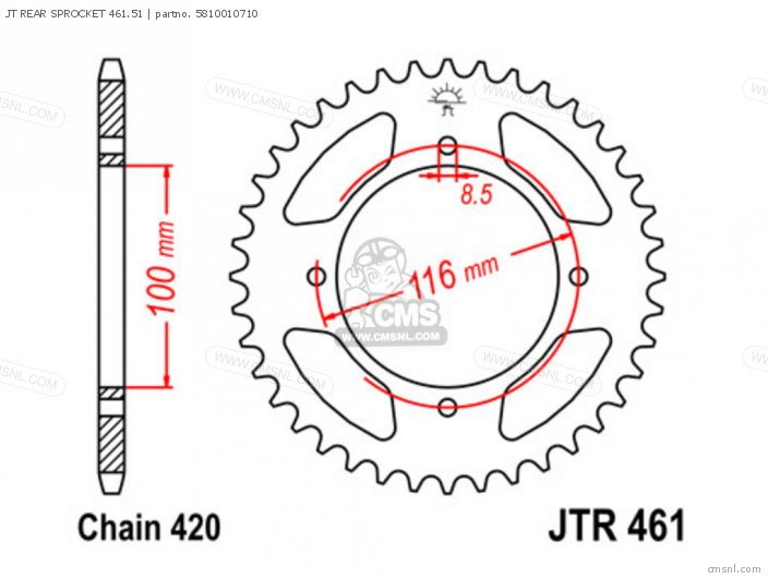 Tsubaki JT REAR SPROCKET 461.51 5810010710