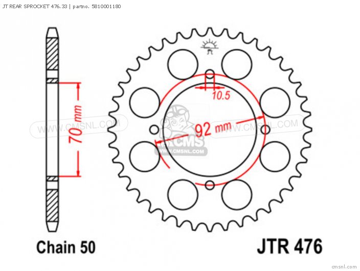 Tsubaki JT REAR SPROCKET 476.33 5810001180