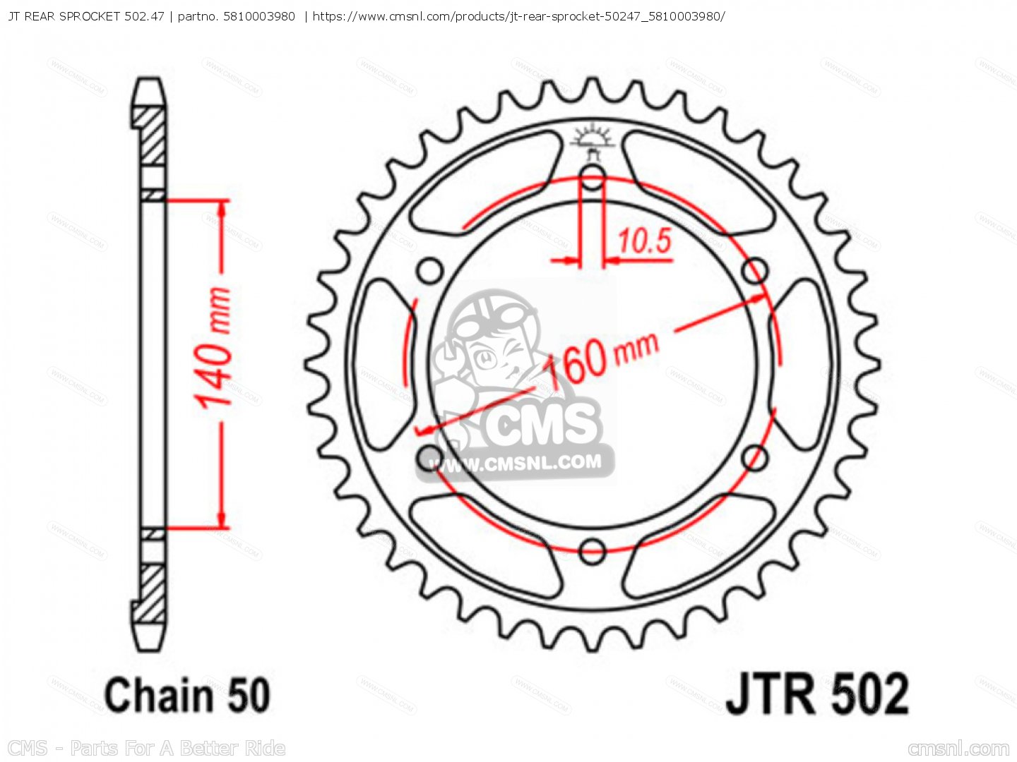 JT REAR SPROCKET 502.47 for Tsubaki - order at CMSNL