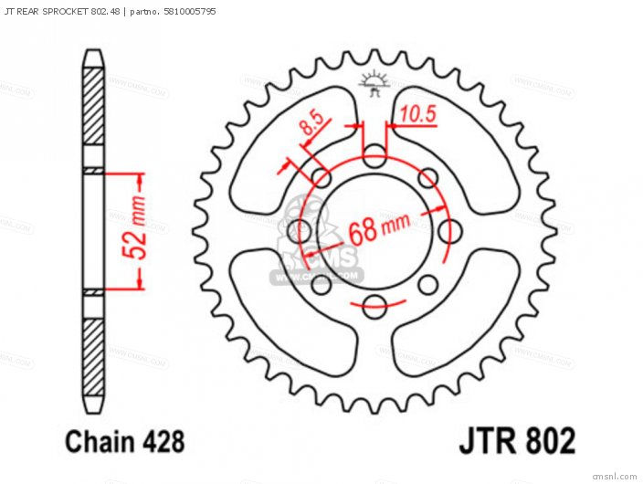 Tsubaki JT REAR SPROCKET 802.48 5810005795