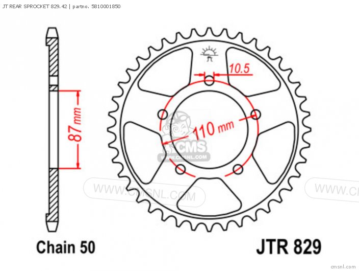 Tsubaki JT REAR SPROCKET 829.42 5810001850 Tsubaki JT REAR SPROCKET 829.42 5810001850