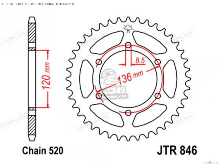 Tsubaki JT REAR SPROCKET 846.45 5810002580