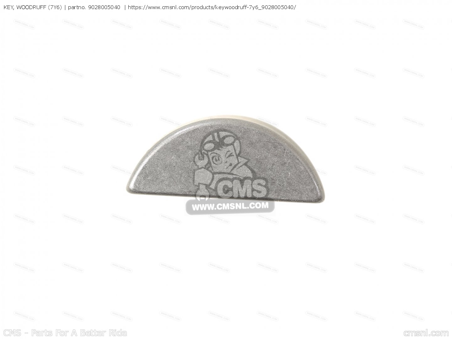 9028005040 Key, Woodruff (7y6) Yamaha buy the 9028005040 at CMSNL