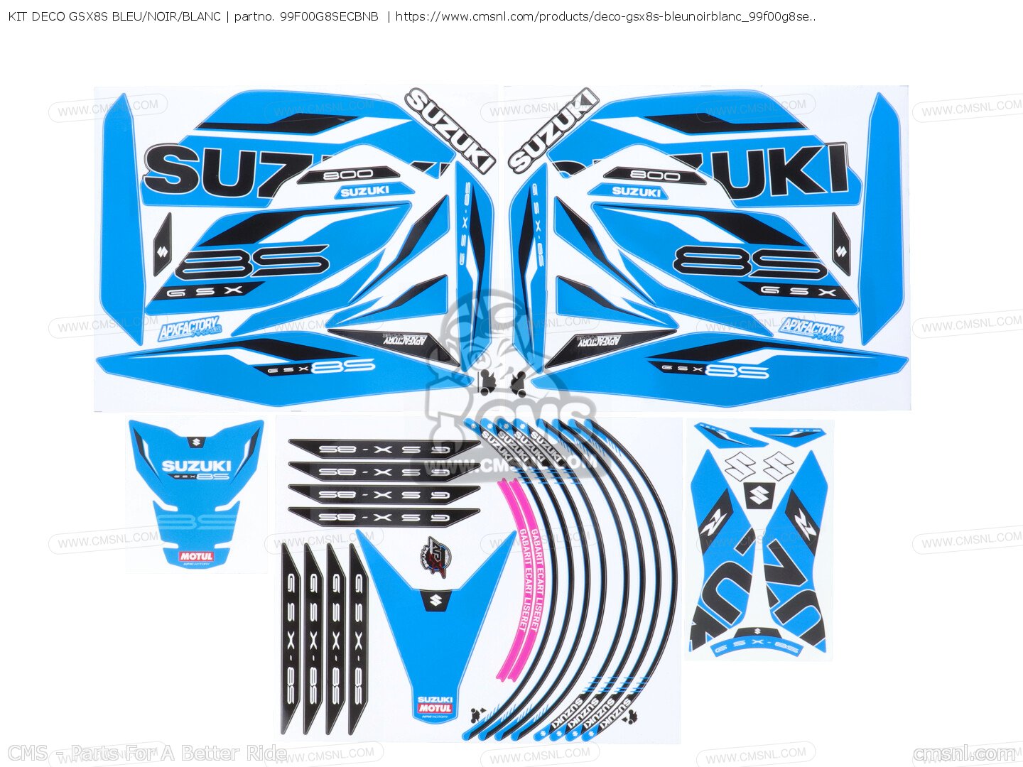 KIT DECO GSX8S BLEU NOIR BLANC