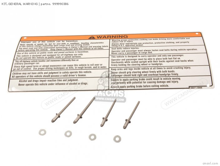 Kawasaki KIT.,GENERAL WARNING 999990386