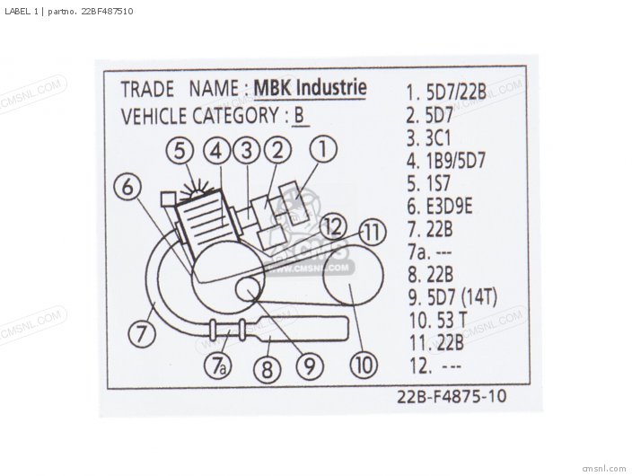 Yamaha LABEL 1 22BF487510