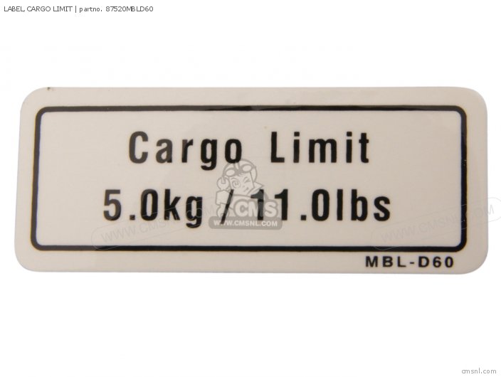 Honda LABEL,CARGO LIMIT 87520MBLD60