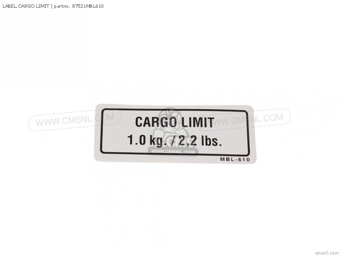 Honda LABEL,CARGO LIMIT 87521MBL610