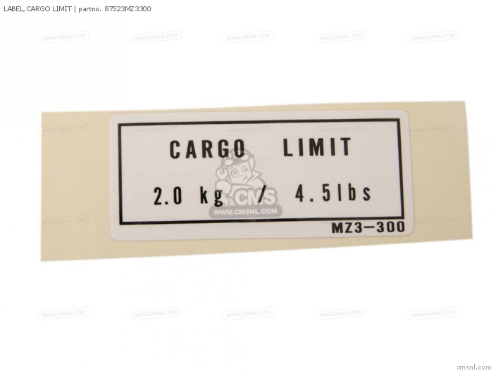 Honda LABEL,CARGO LIMIT 87523MZ3300