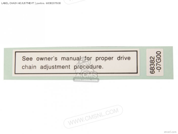 Suzuki LABEL,CHAIN ADJUSTMENT 6838207G00