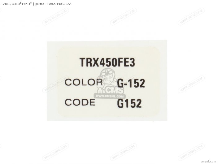 Honda LABEL,COLO*TYPE1* 87565HN0B00ZA Honda LABEL,COLO*TYPE1* 87565HN0B00ZA