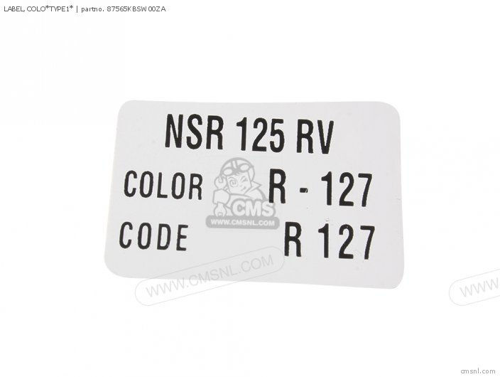 Honda LABEL,COLO*TYPE1* 87565KBSW00ZA Honda LABEL,COLO*TYPE1* 87565KBSW00ZA
