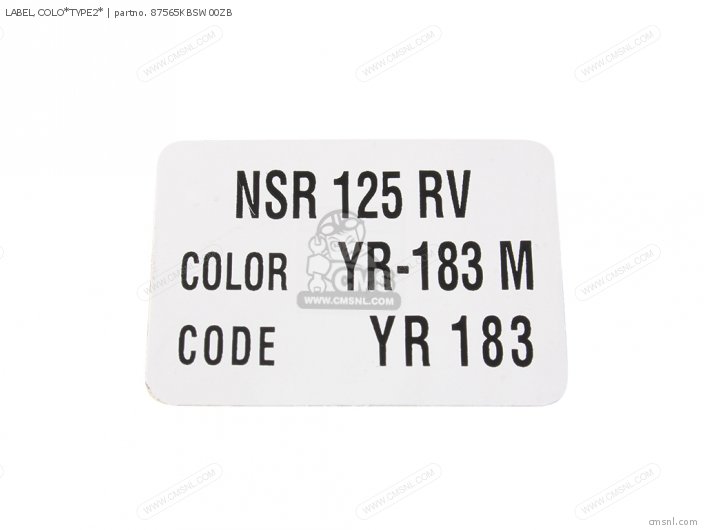 Honda LABEL,COLO*TYPE2* 87565KBSW00ZB Honda LABEL,COLO*TYPE2* 87565KBSW00ZB