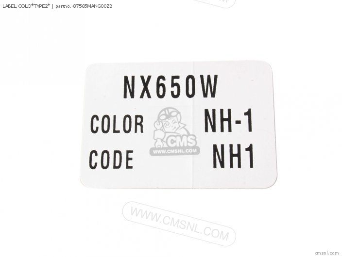 Honda LABEL,COLO*TYPE2* 87565MANG00ZB Honda LABEL,COLO*TYPE2* 87565MANG00ZB
