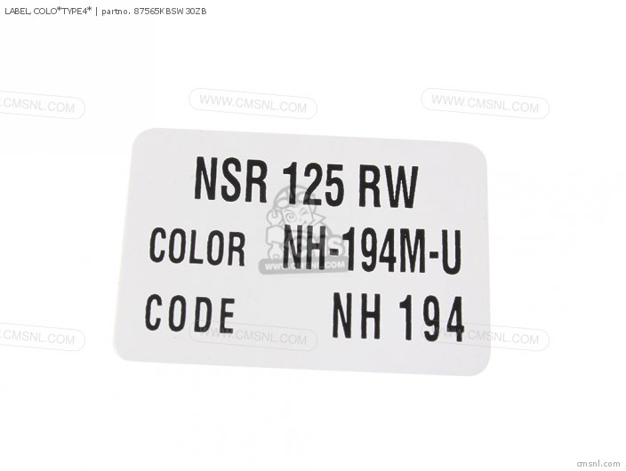 Honda LABEL,COLO*TYPE4* 87565KBSW30ZB Honda LABEL,COLO*TYPE4* 87565KBSW30ZB