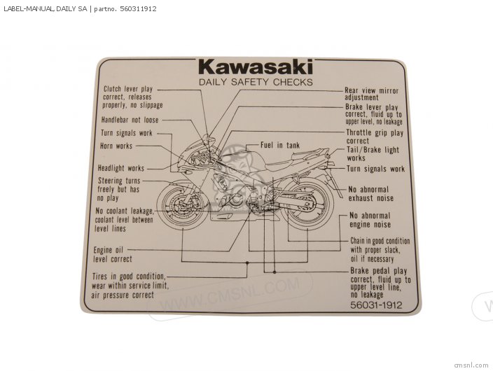 Kawasaki LABEL-MANUAL,DAILY SA 560311912