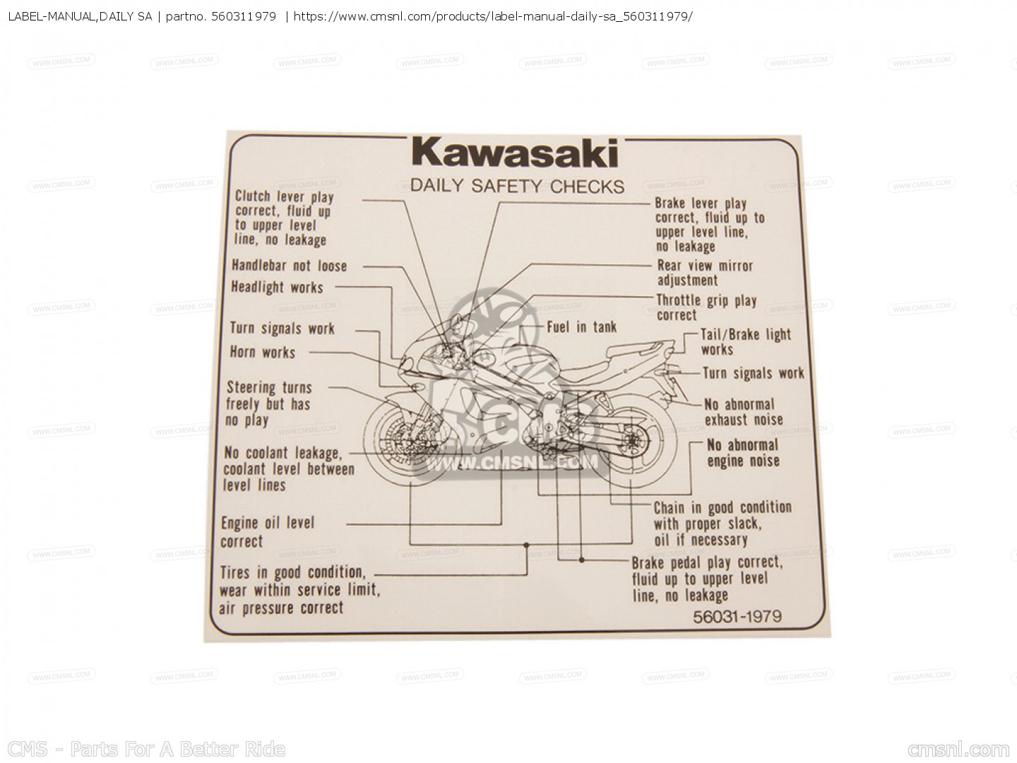 LABEL-MANUAL,DAILY SA for NINJA ZX7R 2000 CALIFORNIA CANADA - order at CMSNL