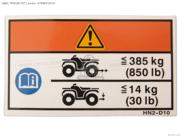 Honda LABEL,TRAILER HIT 87508HN2D10