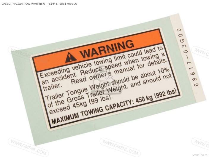 Suzuki LABEL,TRAILER TOW WARNING 6861703G00