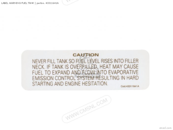 Label Warning Fuel Tank photo