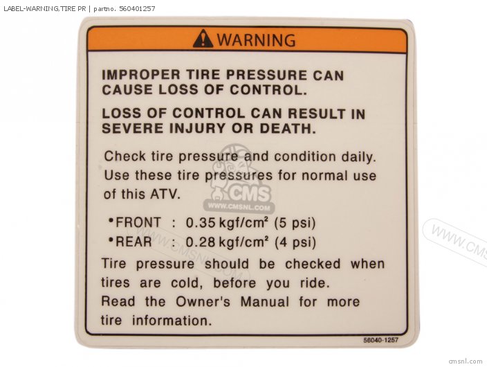 Label-warning, Tire Pr photo