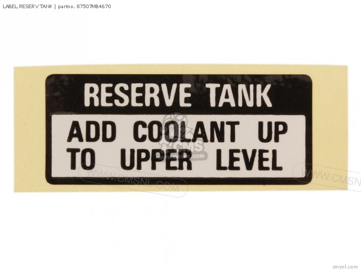 Label, Reserv Tank photo