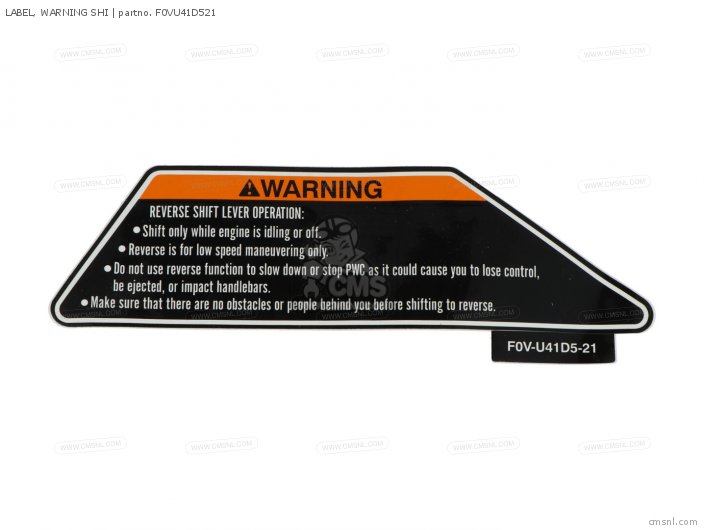 Yamaha LABEL, WARNING SHI F0VU41D521